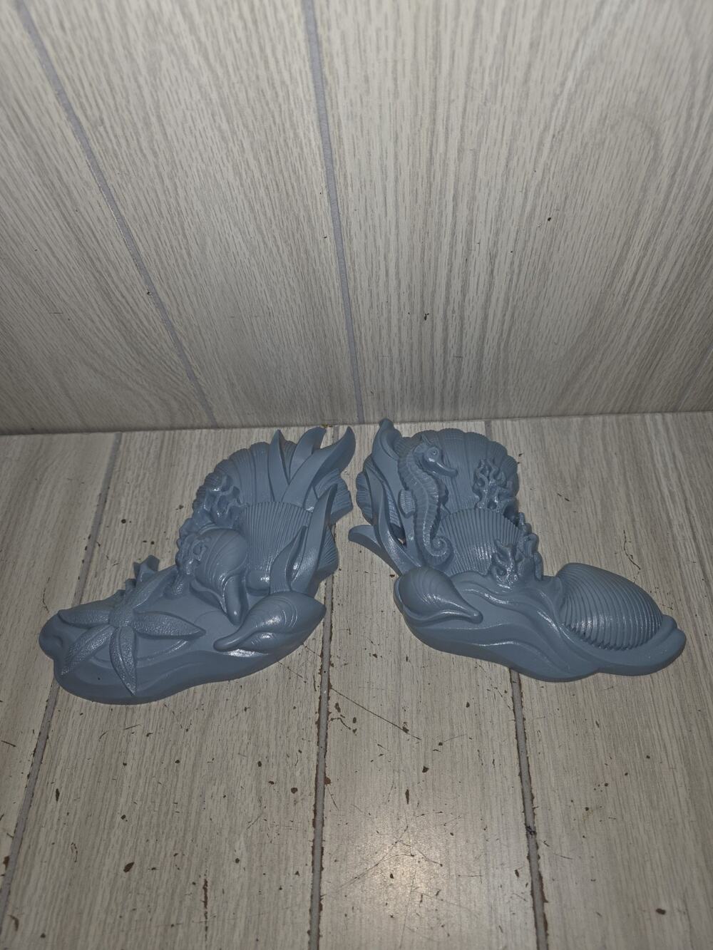 Vtg Set Of 2 Burwood Sea Shells Wall Art Hanging Bathroom Decor USA Beach House